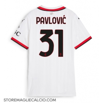 AC Milan Strahinja Pavlovic #31 Maglia Gara Trasferta Repliche 2024-25 Donna Maniche Corte